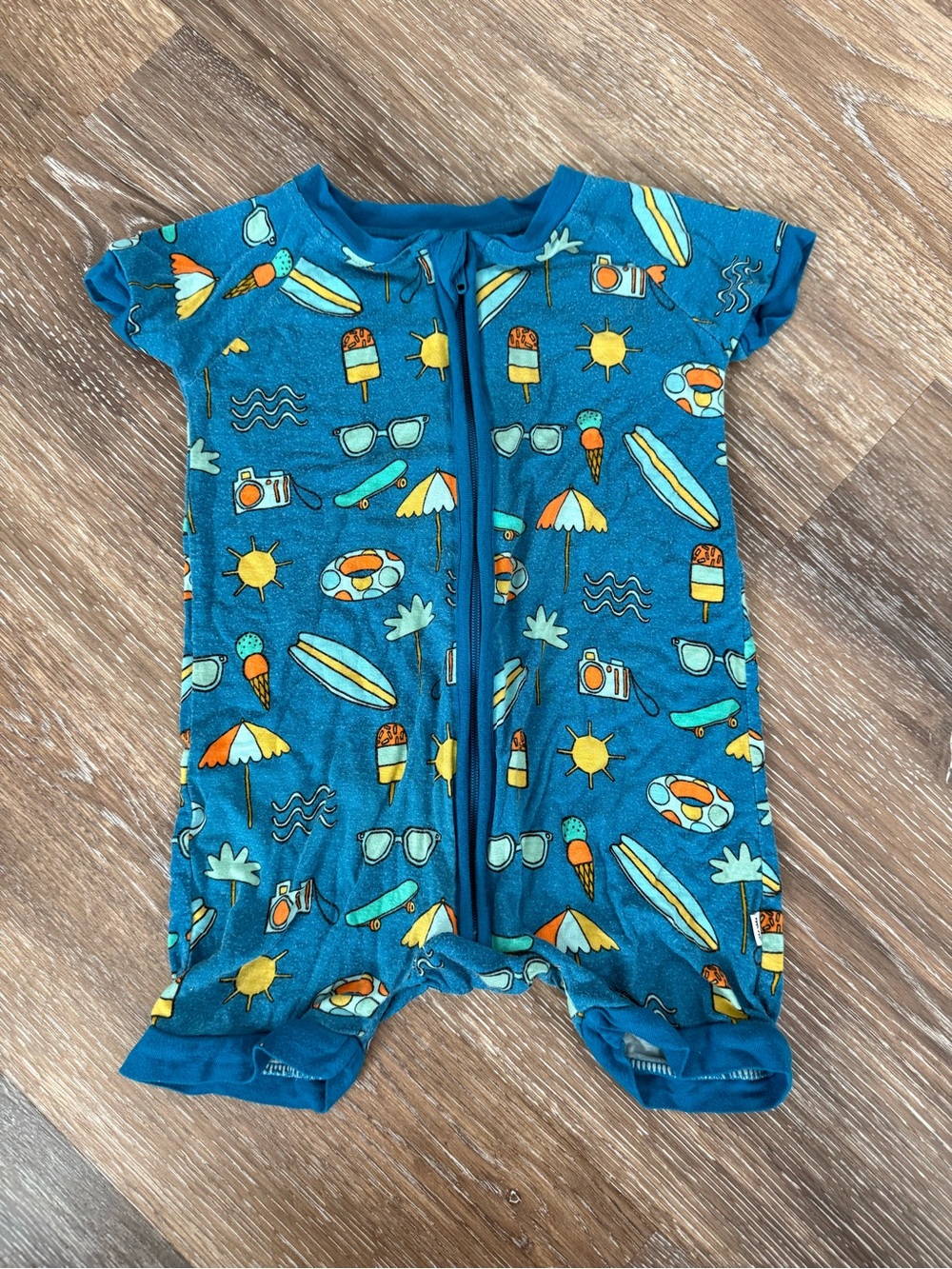 Little Sleepies Blue Summer Print Baby Romper